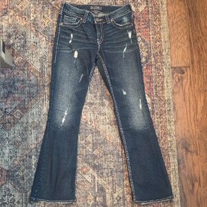Silver Jeans SUKI Medium Blue Boot Cut Jeans with Distressing